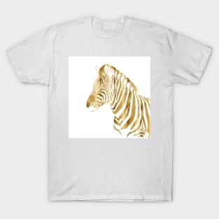 Modern Gold White Zebra Animal Safari Design T-Shirt